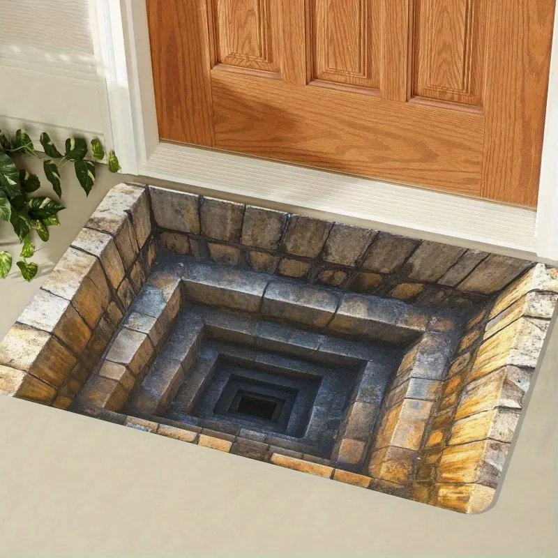 50×80cm Halloween 3D Optical Illusion Geometric Doormat, Non-Slip Rubber Floor Mat, Indoor-Outdoor Home Decor Rug