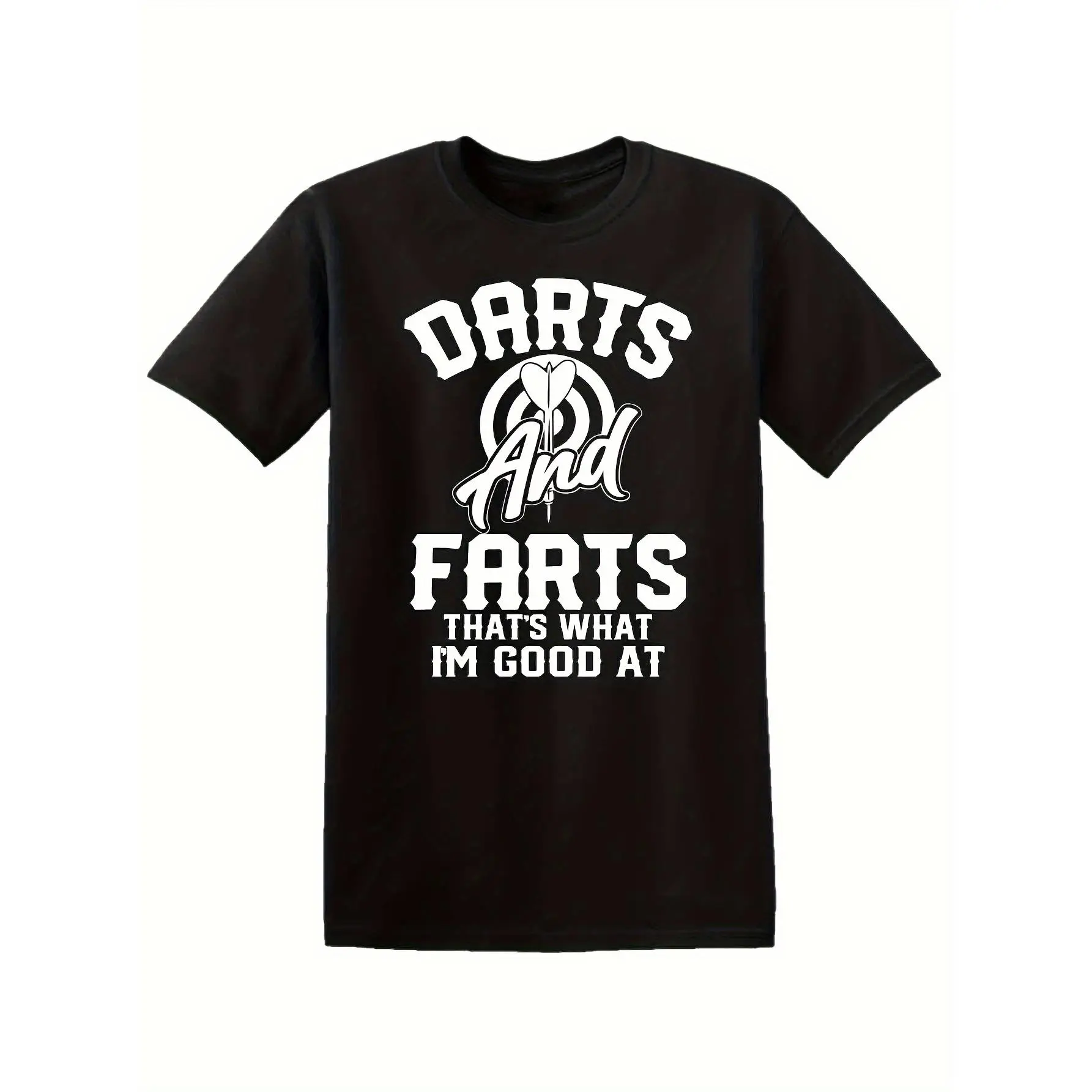 [100% Cotton] 100% Cotton Plus Size Men'S Fun Darts Enthusiast T-Shirt - Darts And Farting, That'S My Forte - Soft And Breathable Crew Neck T-Shirt - Birthday for Darts Players - Casual T-Shirt, Unisex, Collectible T-Shirt