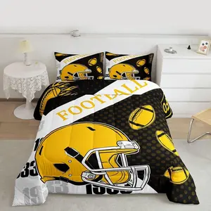 Football Comforter Set Boys Bedding Set for Kids Boys Girls Football City Duvet Quilt Fans Gift Bedroom Decor