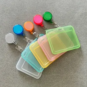 1 set of multi-color transparent flip ID card holder, plastic protective case, suitable for bus cards, meal cards, ID badges, small cards, and office supplies
