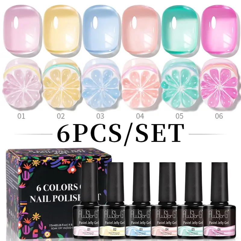 6 Colors  Pastel Jelly Gel Set, Summer Gel Polish, Gel Based, Ice Transparent Trend Nail Polish Gel, Gel Polish Light, Jelly UV Gel Nail Art, Gel Manicure, Semi-Permanent Nail Gel Polish, Nail Care, Manicure Gels, Gel Nail Supplies