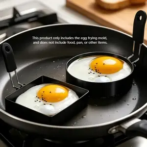2Pcs Square & Round Non-Stick Egg Rings, Stainless Steel Cooking Molds with Handles, Professional Egg Shapers for Breakfast Sandwiches & English Muffins, Household Kitchen Tools for Perfect Fried Eggs