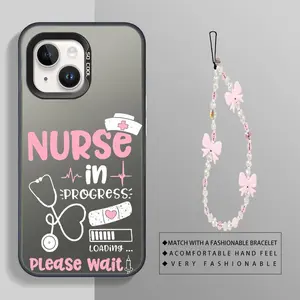Cartoon Nurse with Pink Letter suit bracelet phone case Protective Suitable For iPhone 13 Case is suitable For For iPhone 13 with PET Shock proof design perfect for popular