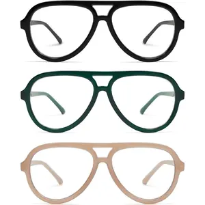 3 Pack Retro Aviator Reading Glasses for Women Men,Classic Large Oversized Reader Blue Light Computer Frame AM6111