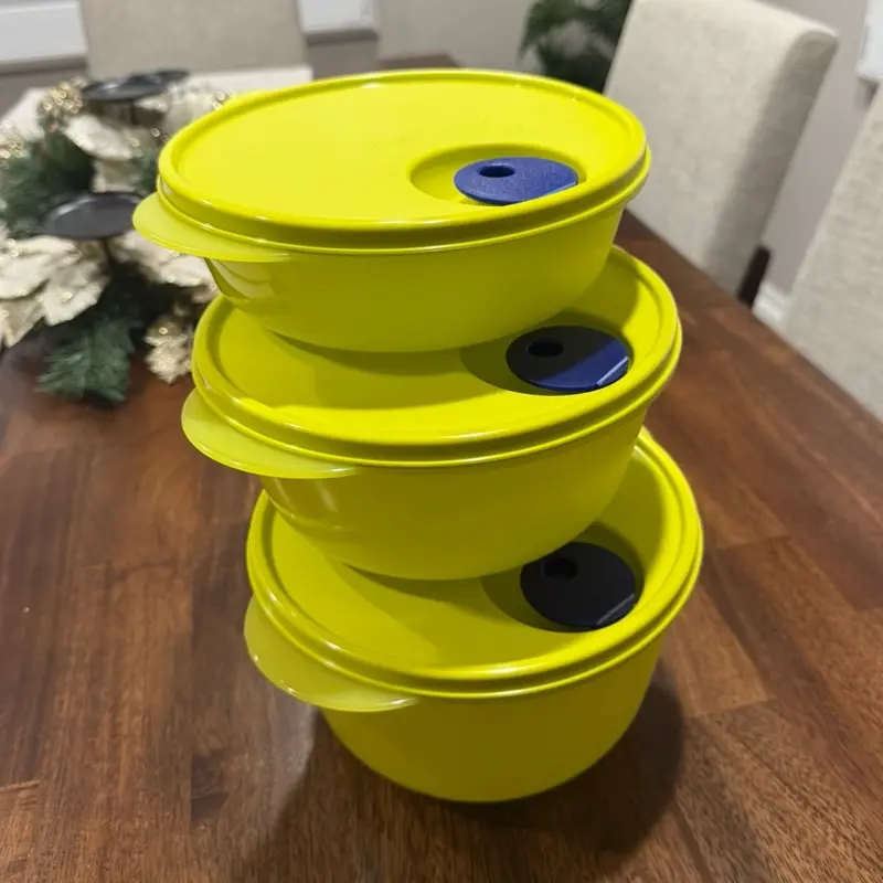 Bright Lime Green 3-Piece High Capacity Kitchen Preserving Container Set - Microwave Safe, 3 Sizes (800ml, 1.3L, 1.8L Capacities), High Capacity Container