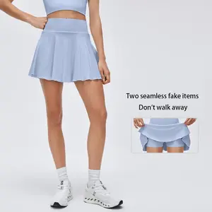 High Waist Slim Yoga Skort, Lightweight Breathable Athletic Skirt, Anti-See Through Golf Tennis Workout Skort with Liner Shorts