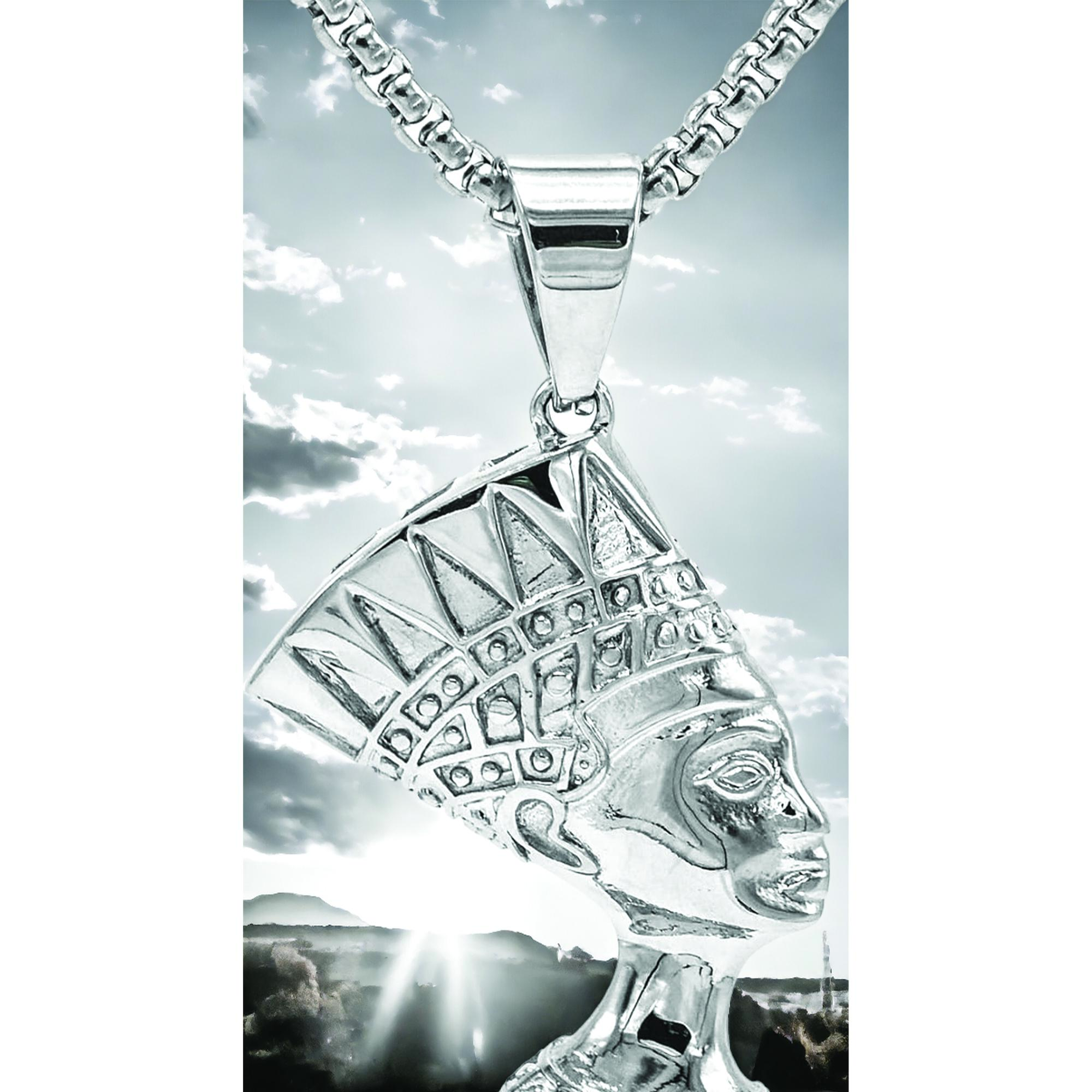 Egypt Queen Nefertiti Pendant Necklace, 24 inch Cuban Chain  jewelry charm