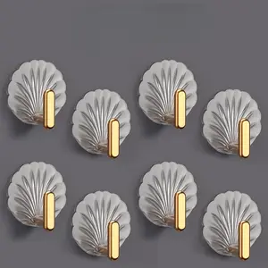 Shell Hook Strong Load-Bearing No-Drill Adhesive Hooks, Bathroom Bedroom Door Back Traceless Stick-On Hooks, Durable and Easy to Use, Bathroom Organizer Supplies, Wall Hook, Removable Adhesive Hooks, Bathroom Essentials Accessories