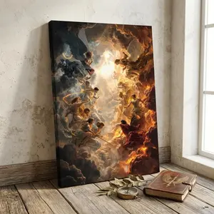 [Sale off up to 40%] [Frame Canvas] Angel Battle Canvas Wall Art, Epic Spiritual Battle Canvas, Baroque Mythology Wall Decor, Catholic Faith Decor, Spiritual Warrior Art