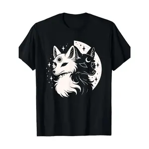 Fox Foxes Night Moon Day Sun Stars Spirit Celestial Moon Alt T-Shirt 100% Cotton T-Shirt