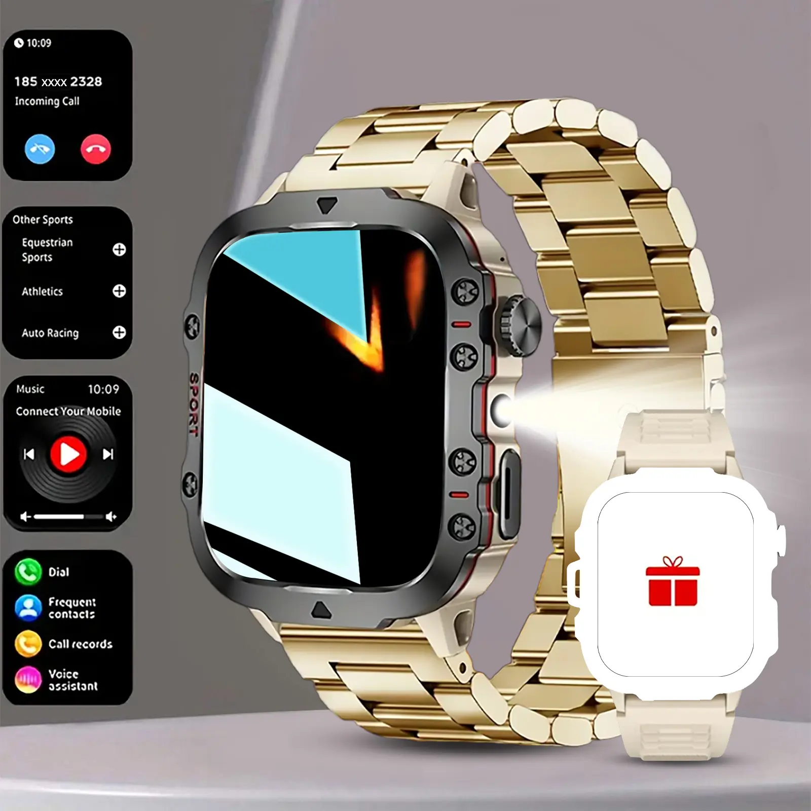 HD Wireless Call, Message Notification & Reminder, Pedometer, Multiple Sports Modes for Running/Cycling, Weather Forecast, Wireless Connection, Rechargeable Battery, Unisex, Sports Tracking Fitness Smartwatch, Workout Watch, Android Smartwatch