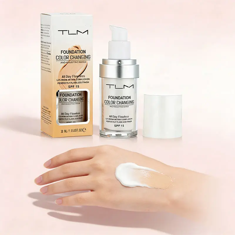 2PCS TLM Color Changing Liquid Foundation & Concealer Set, 30ML Moisturizing Radiance Makeup, Waterproof Lightweight Formula Foundation, Smooth Long-Lasting Silky Glow, Natural Brighten Skin Tone for Women (All Skin Types), Moisturizing Concealer, Smoothi