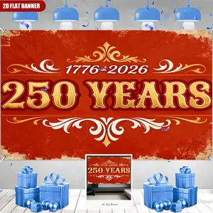 1pc 250th Anniversary Banner Tapestry Horizontal, Skin-Friendly Fabric Wall Hanging with Large Number 250, Indoor Outdoor Party Decor for Room, Gift for Party Planners