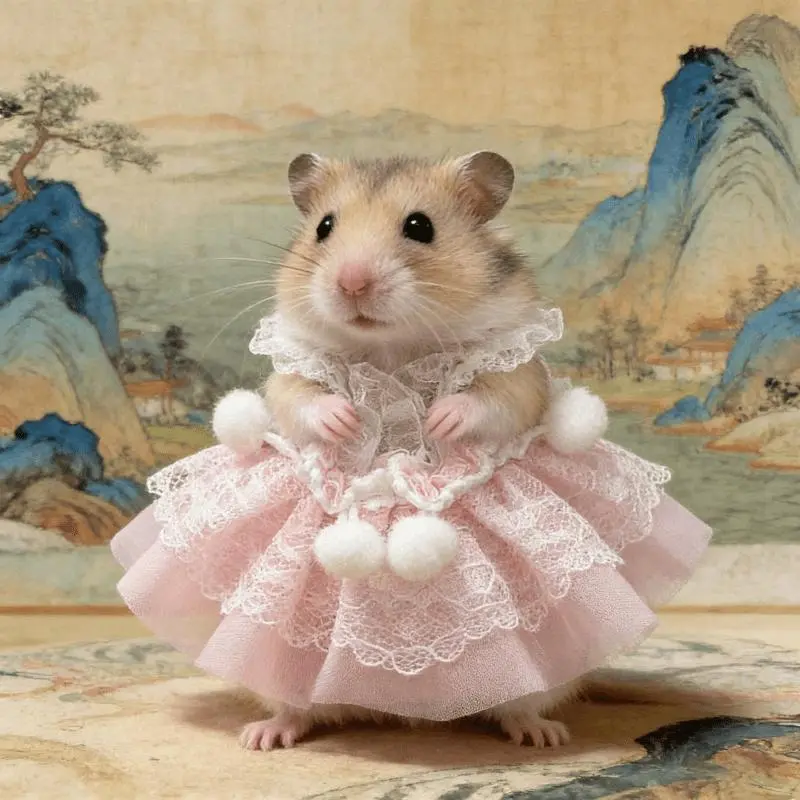 Synthetic Polyester Small Pet Costume - For Lizards, Reptiles, Dwarf Hamsters - Spring-Summer Festival Edition, Hand Wash Or Professional Dry Clean