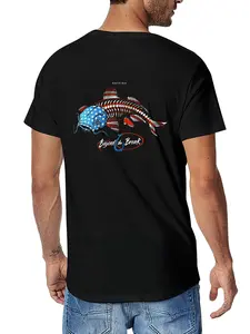 Men's Patriotic Catfish Fishing Graphic T-Shirt 100% Cotton Black Tee With American Flag Design Short Sleeve Casual Shirt For Outdoor Enthusiasts Fishing Lovers Allseason Apparel Bold Print Machine Washable Top - Tshirt, Menswear
