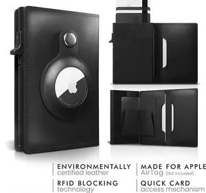 AirTag Wallet,Leather Air Tag Wallet,RFID technology Credit Card Bag with Minimalist Wallet for Apple AirTag (excluding Airtag),Men's Wallet for Airtag Men,Gift Gift for Dad Son Boyfriend Husband, Back to School Gift r fid foldable chic black rfid