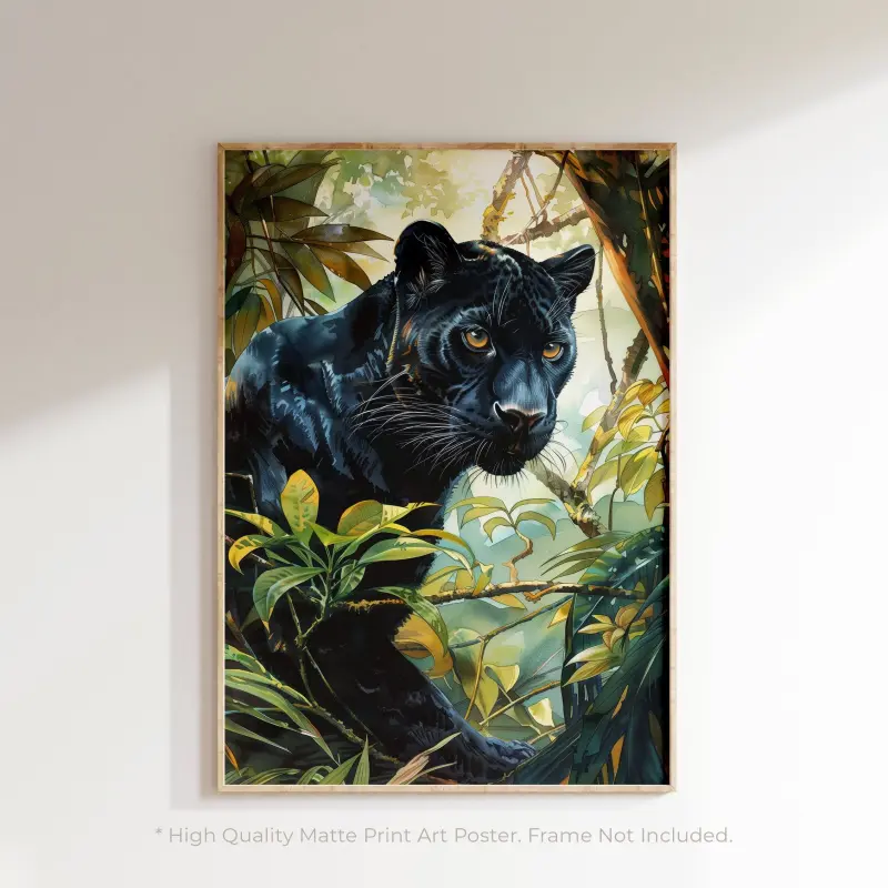 Black Panther Poster: Stealthy Jungle Prowler in Lush Foliage
