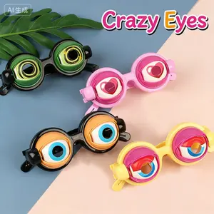 Creative Blinking Mechanism, Crazy Eyes, Halloween, Casual Style, Self-made Funny Glasses Gift