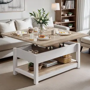 YITAHOME Coffee Table with Storage for Living Room With/Without Lift Top Farmhouse Modern Dining Table for Small Reception Room Home Office