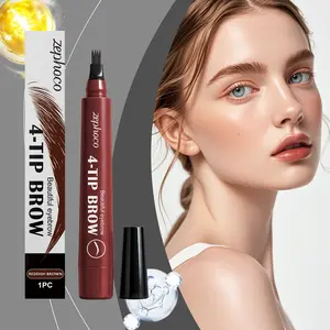 Zephoco Reddish Brown 4-Tip Eyebrow Pencil - Smooth Application, Long-Lasting Sculpted Brows For Daily Looks 💫 Eyebrow Makeup Products