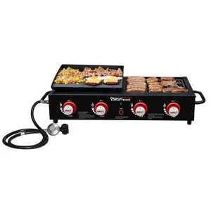 Royal Gourmet 4-Burner Grill & Griddle Combo,  Portable Propane Gas Grill Griddle Combo for BBQ Outdoor Cooking  Handles blackest one Barbecue