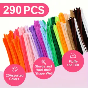 290 pieces of mixed-color DIY creative twist sticks, colorful hair ties for handmade crafts, art and craft supplies, bright colors, lightweight texture, for craft enthusiasts and sewing enthusiasts