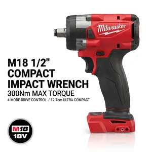 Milwaukee M18 Fuel 1/2" Impact Wrench – 300Nm Breakaway Torque for M18 Bolts