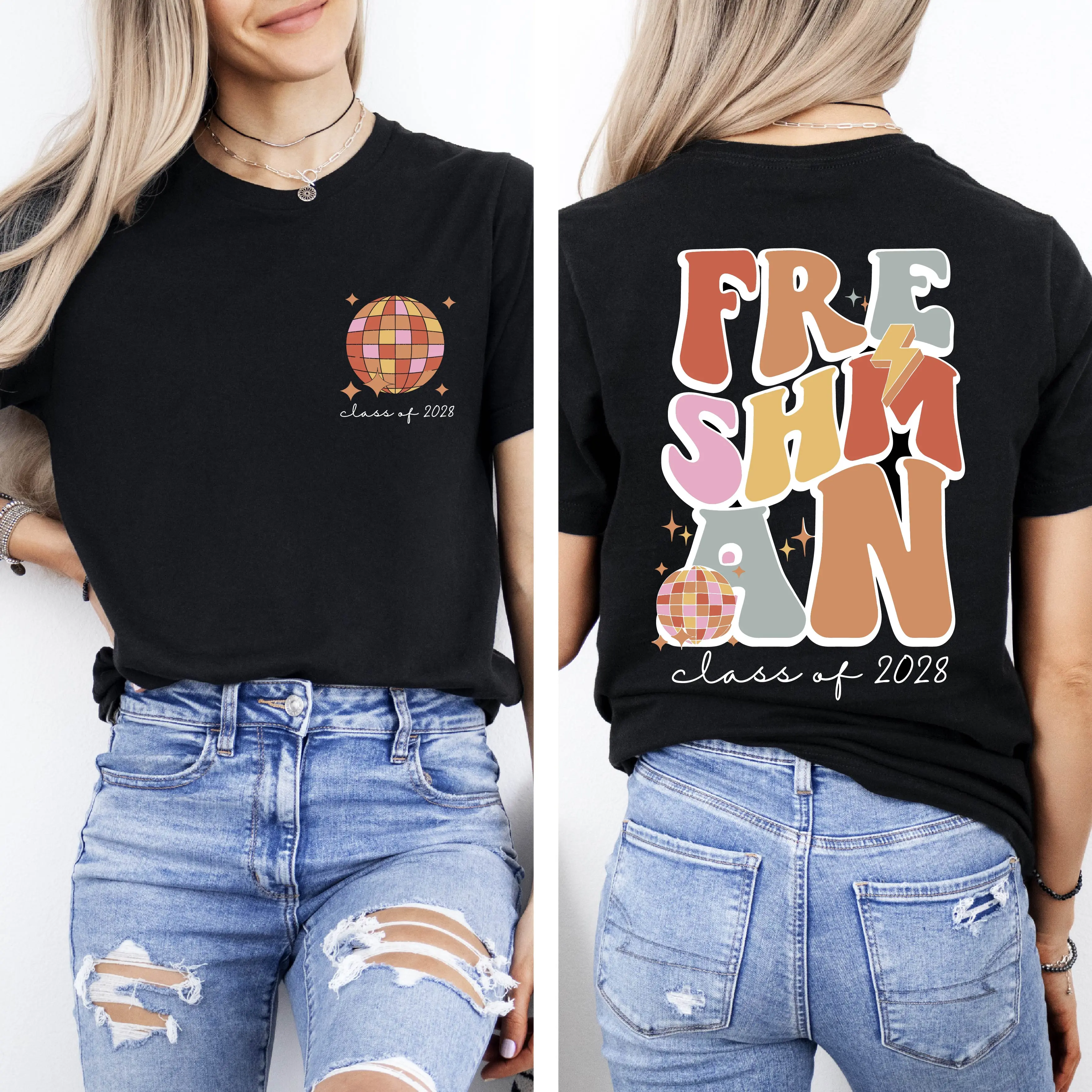 Retro Freshman T-Shirt, Freshman Class of 2028 Shirt, Freshman College Tee, Freshman Gift Tee, Graduation Short Sleeve, High School T-Shirt.