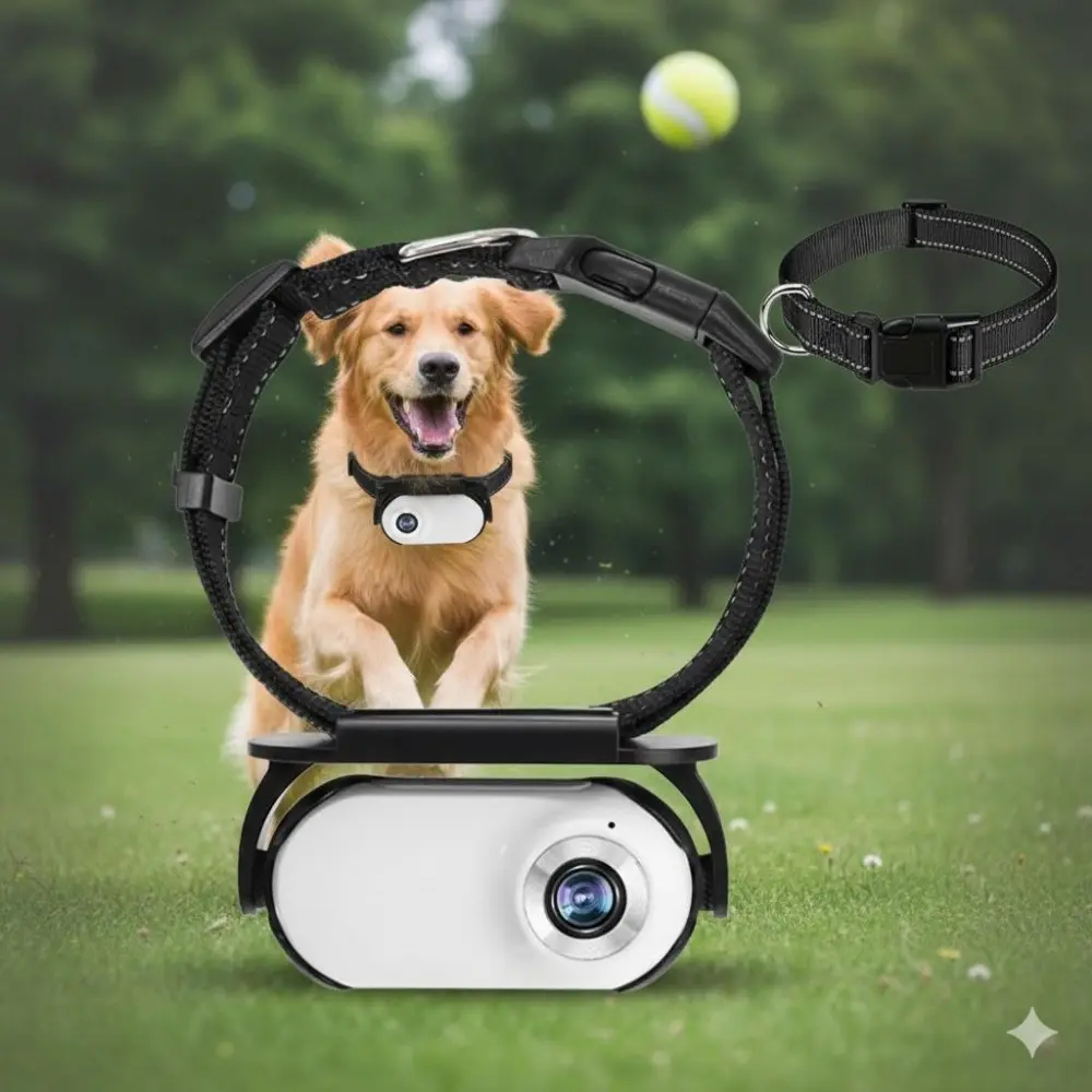 1080P Pet Collar Camera: Mini Wireless Action Cam, Waterproof & Anti-Shake Design for Indoor/Outdoor Pet Monitoring, Cat & Dog Behavior Recorder, Portable Pet Camera for Adventures Outside