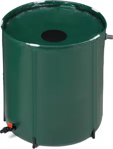 VINGLI 50 Gallon Collapsible Rain Barrel, Portable Water Storage Tank, Rainwater Collection System Downspout, Water Catcher Container with Filter Spigot Overflow Kit