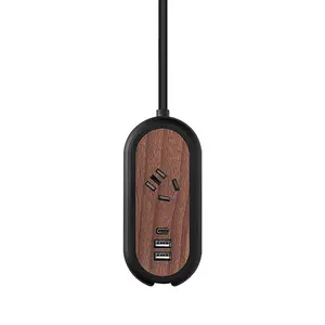 Wood Grain Portable Power Strip Multi-Functional Socket USB Outlet Student Travel Power Strip Retractable Extension Cord Power Board