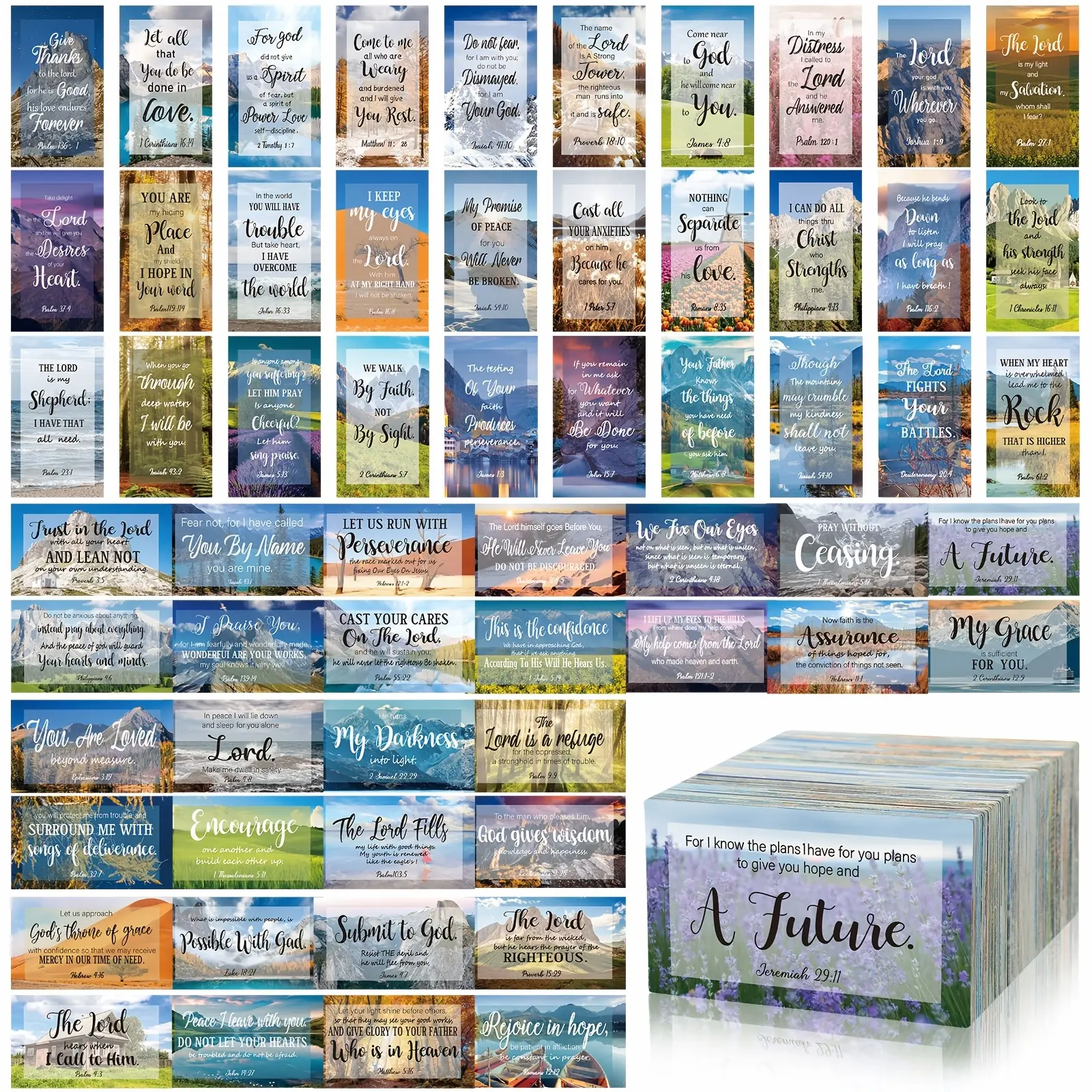 Set of 240 Bible Verse Cards Featuring Complete Scriptures, Ideal for Both Men And Women. These Mini Prayer Cards Come with a Variety of Motivational And Inspirational Quotes, Making Them Perfect Religious Gifts for Friends