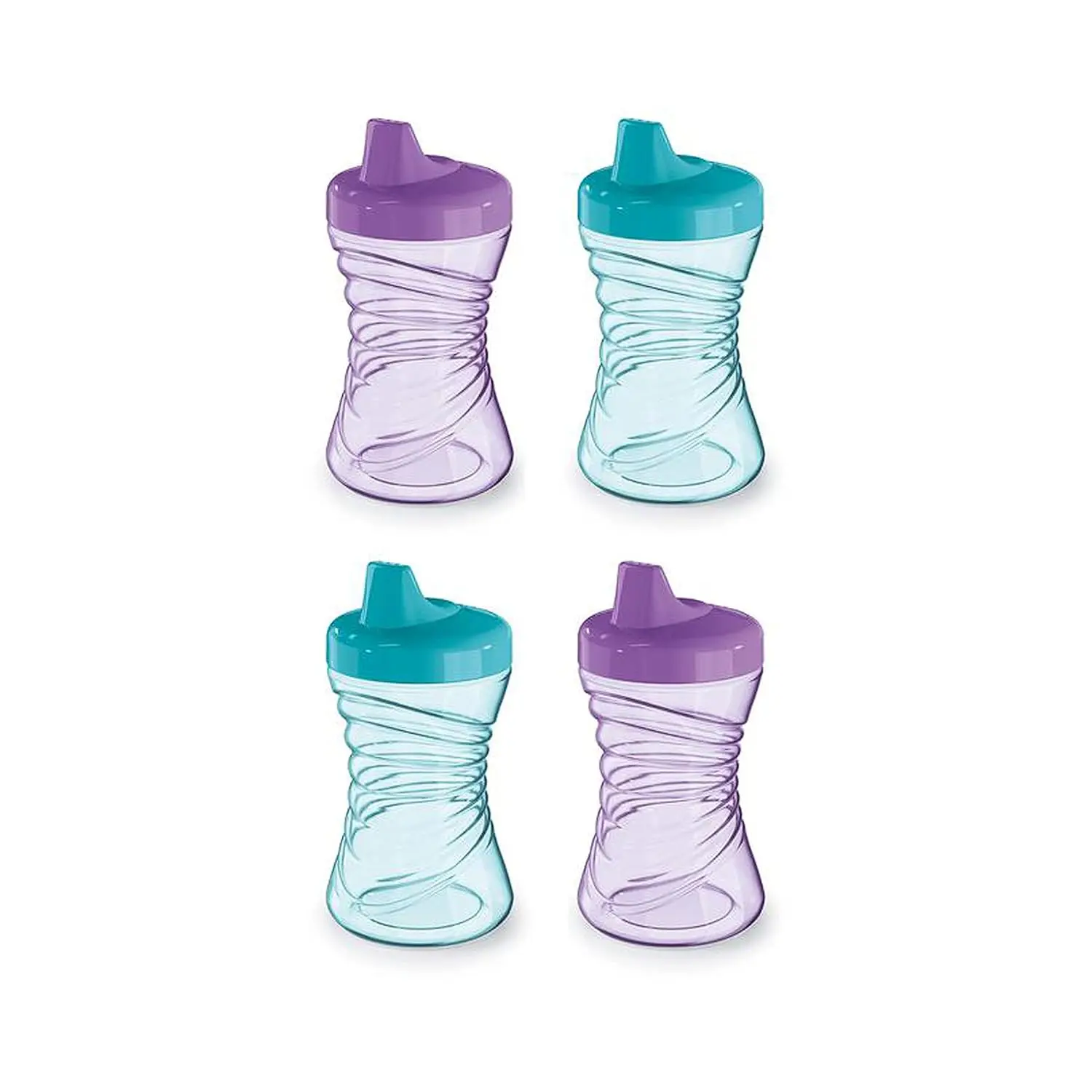 Fun Grips Hard Spout Sippy Cup 10 oz. Easy to Hold BPA Free Spill Proof Toddler Cup 4pk