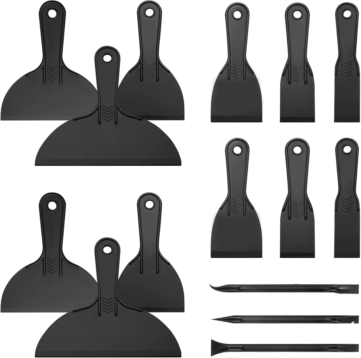 #tiktokshopsummersale 15-Pack High-Quality PP Plastic Putty Knife Set - 12 Bendable Blades Flexible Paint Scrapers, 3 Detail Scrapers for Wall Repair, Spackling, DIY Enthusiasts with Reusability#SummerVibes