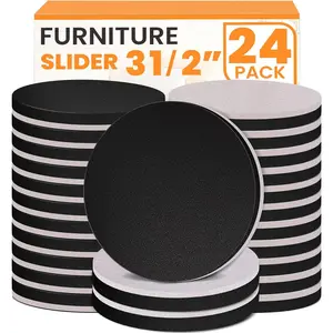 24 PCS 3 1/2” Felt Furniture Sliders Reusable Heavy-Duty Moving Pads Floor Protectors for Hardwood Floors