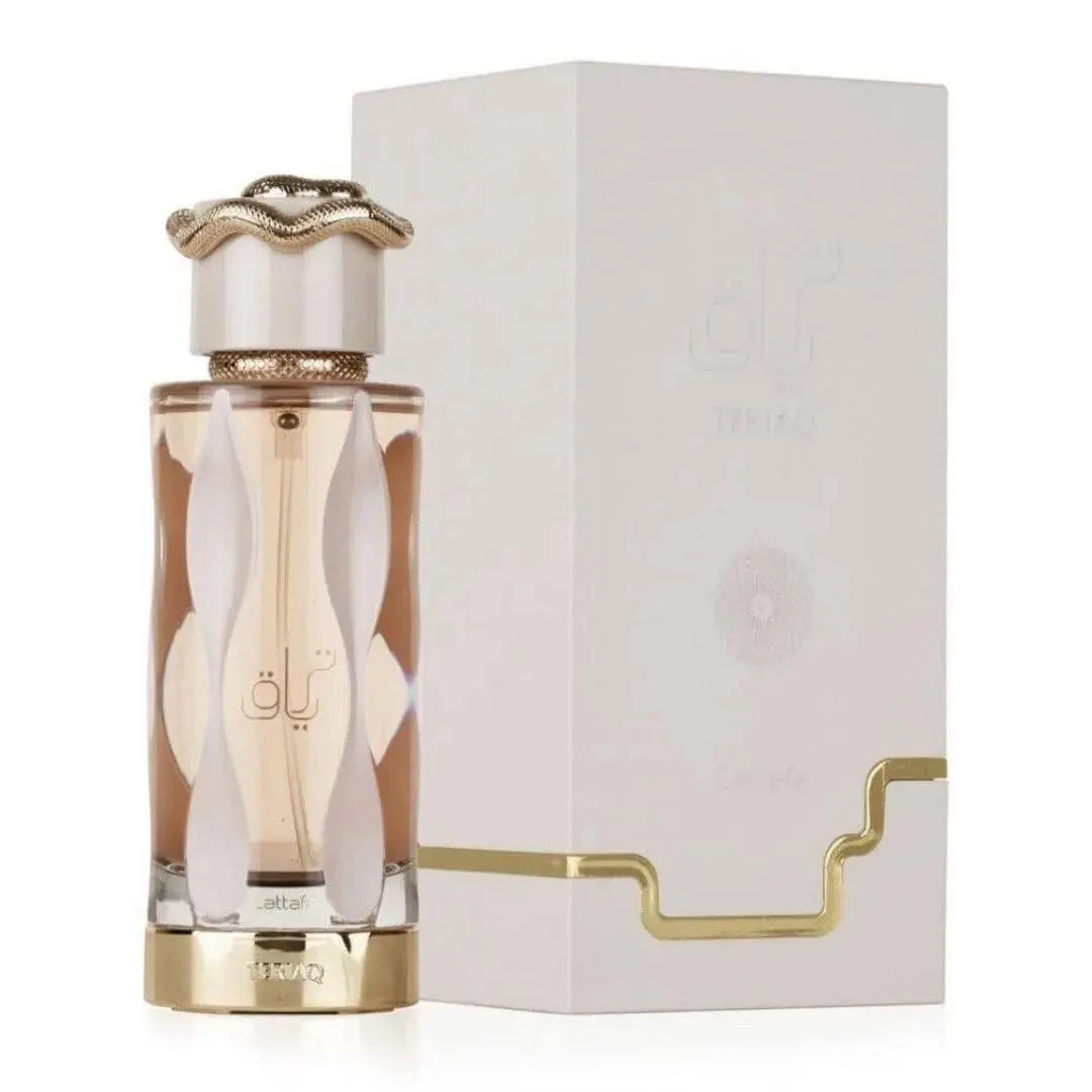 Lattafa TERIAQ Women's EDP Spray Fragrance (100mL/3.4oz) - Floral Oriental, Floral Warm Perfume, Aromatic, Charming, Caramel Sweetness Meets Musk