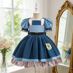 02 Children's short-sleeved Zootopia bunny police officer dress Judy's birthday dress for girls