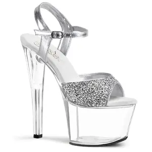 Pleaser Sky-310 Womens Sandals in Silver/Clear