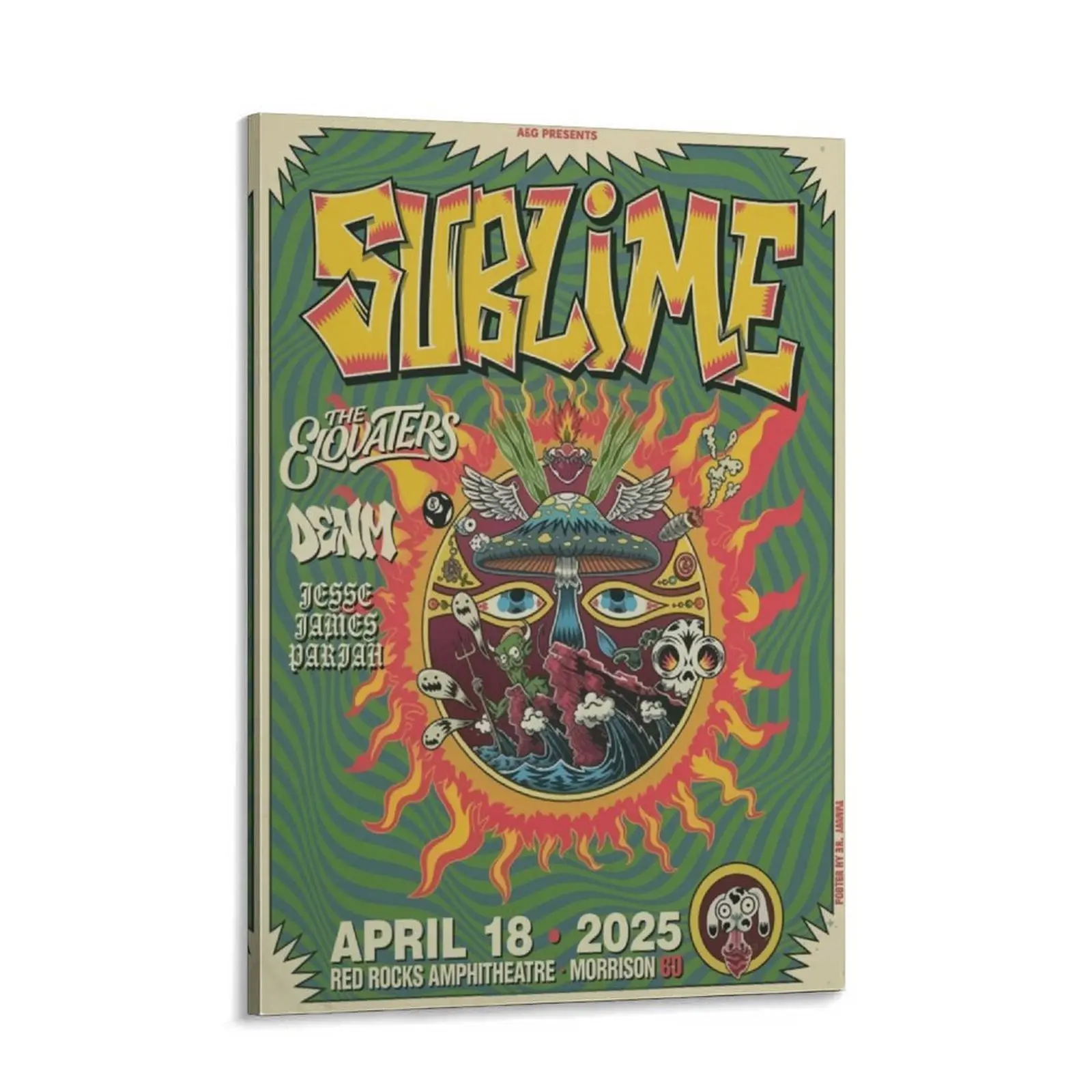Sublime Party Music Morrison Co Tour 2025 Portrait Event Graphic Poster, Artistic Vibrant Cartoon Wall Art, Home Decor Room Accessories Wall Print