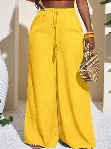 Women's Casual Fashion Woven Wide Leg Pants, Womenswear, Geometric Pattern, Perfect for Everyday, Music Festivals, Vacation, Business Casual Wear