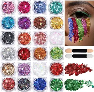 Teenitor 24 Colors Body & Hair Glitter Gel - Face, Body, Hair Glitter for Halloween Makeup Festival