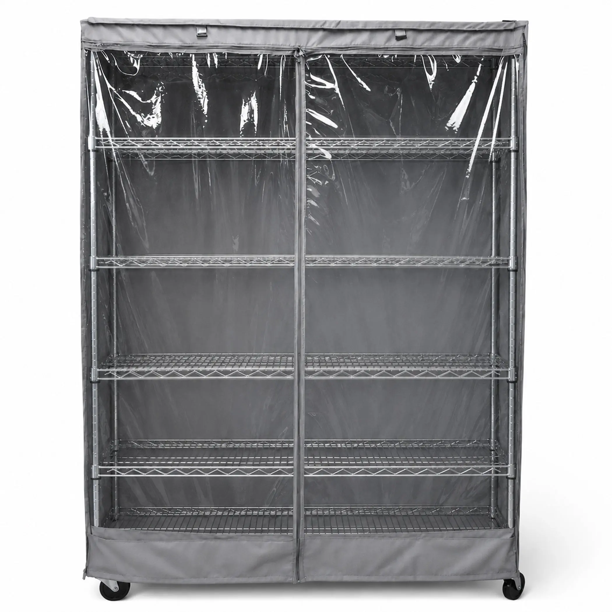 Storage Shelving Unit Cover, fits racks 48"W x 24"D x 72"H one side see through panel in Grey portable shoe cabinet cover kitchen organizer storage