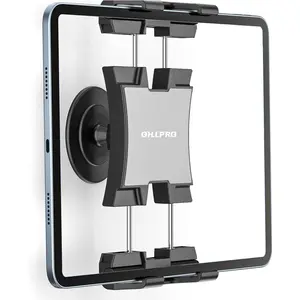 OHLPRO Tablet Wall Mount Holder for iPad, Upgrade 360° Adjustable Swivel No-Drill 3M Adhesive Stand for Kitchen Smooth Surface Wall, Fit for 5-13" Phones iPads Samsung Tab Fire HD & More Devices