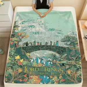 Lord of the Rings Vintage Flannel Throw Middle Earth Landscape Art Ultra Soft Warm Cozy Novelty Bedspread Perfect Sofa Chair Bed Decor Tolkien Collector Gift