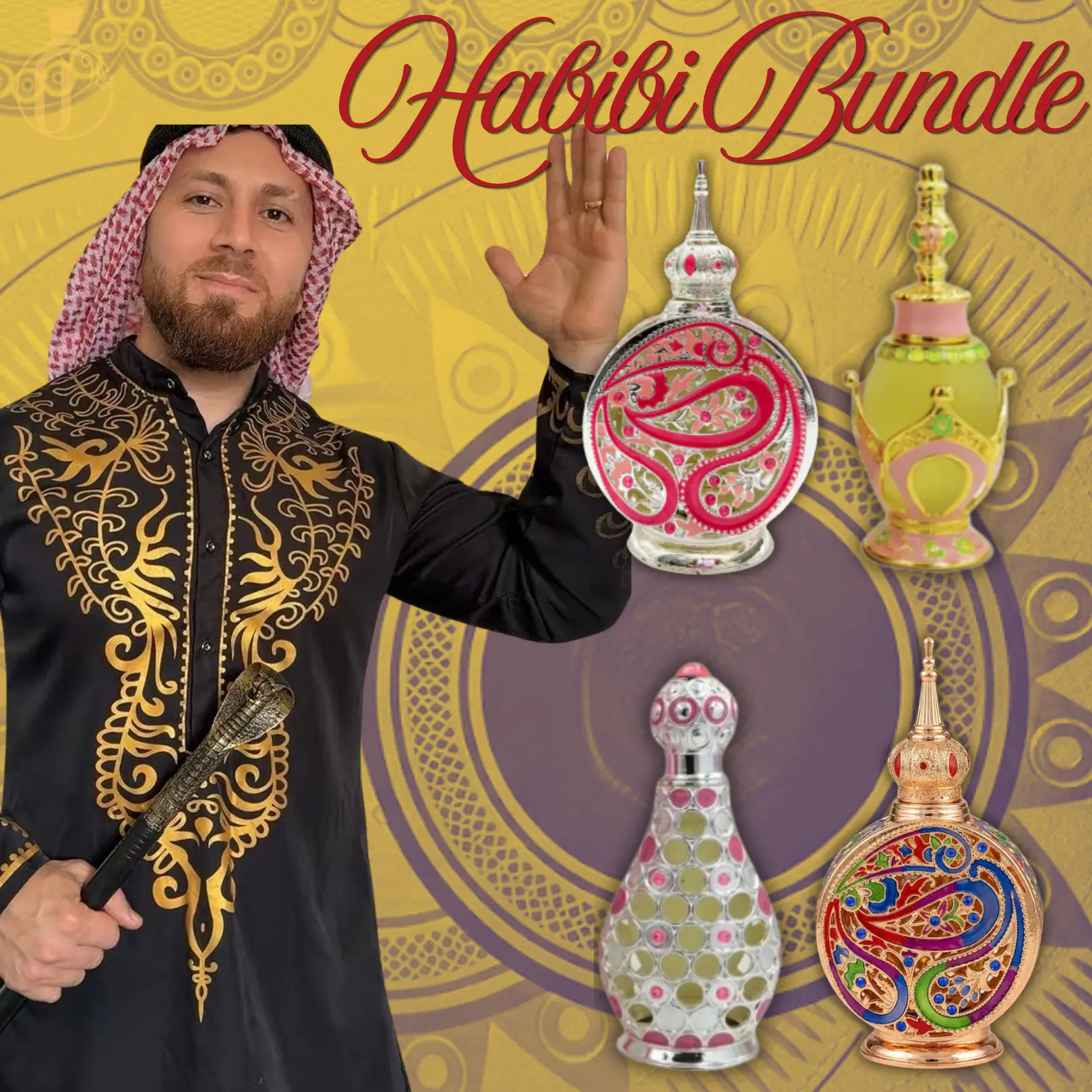 Habibi Bundle | Layl Al Yasmeen + Areej Al Zohour + Ameerat + Abeer Al-Sharq | Pure Concentrated Oil Perfume | Women's Fragrance | 20 Ml | Citrus - Sweet - Fruity - Floral Notes, Edp, Multi-Pack