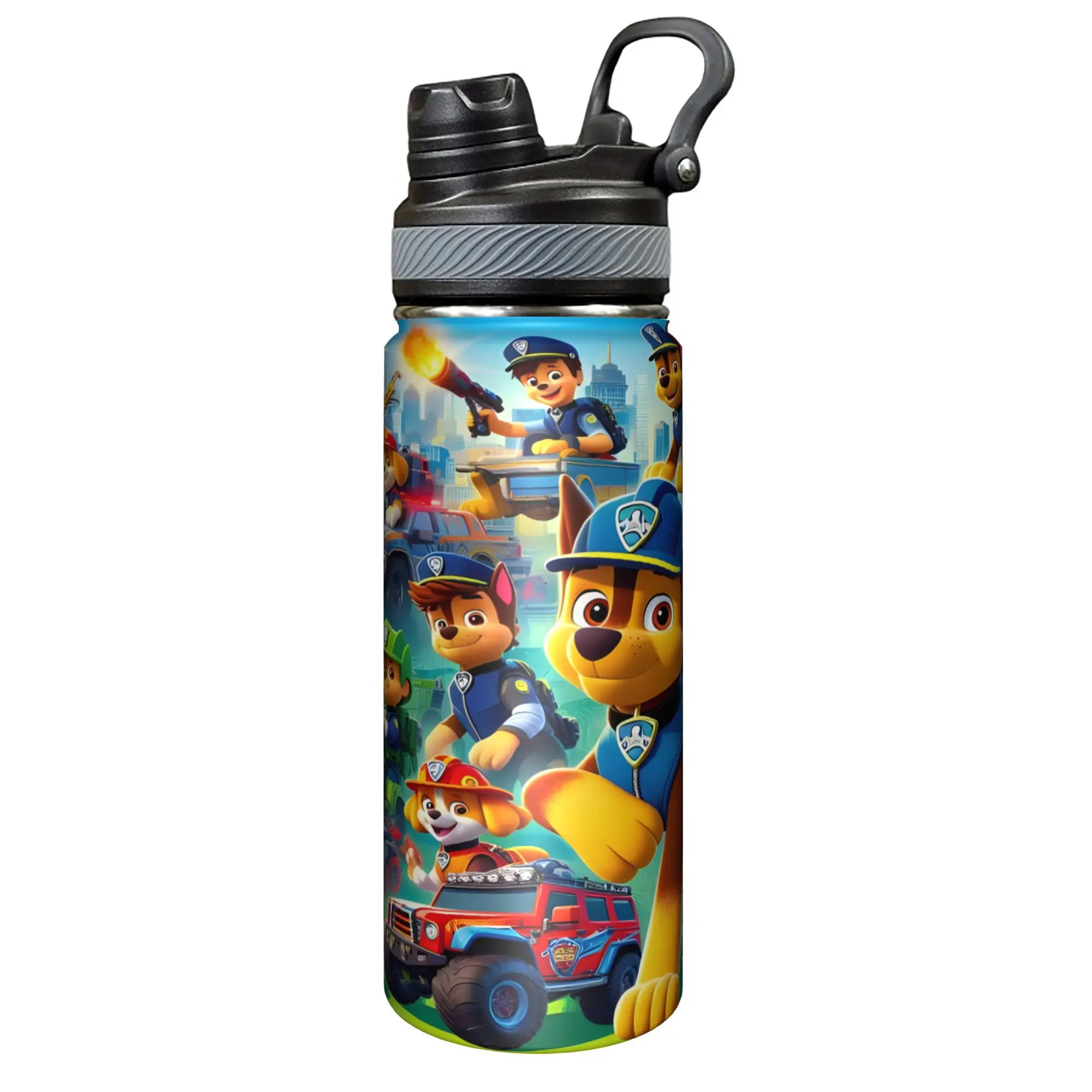1pc 18oz (500-1000 ml) Paw Patrol Stainless Steel Double-Wall Vacuum Insulated Flask Tumbler - Portable Anti-Scalding Heat Resistant Water Bottle with Lid, Colorful Cartoon Design, Ideal for Outdoor Adventures & Daily Use