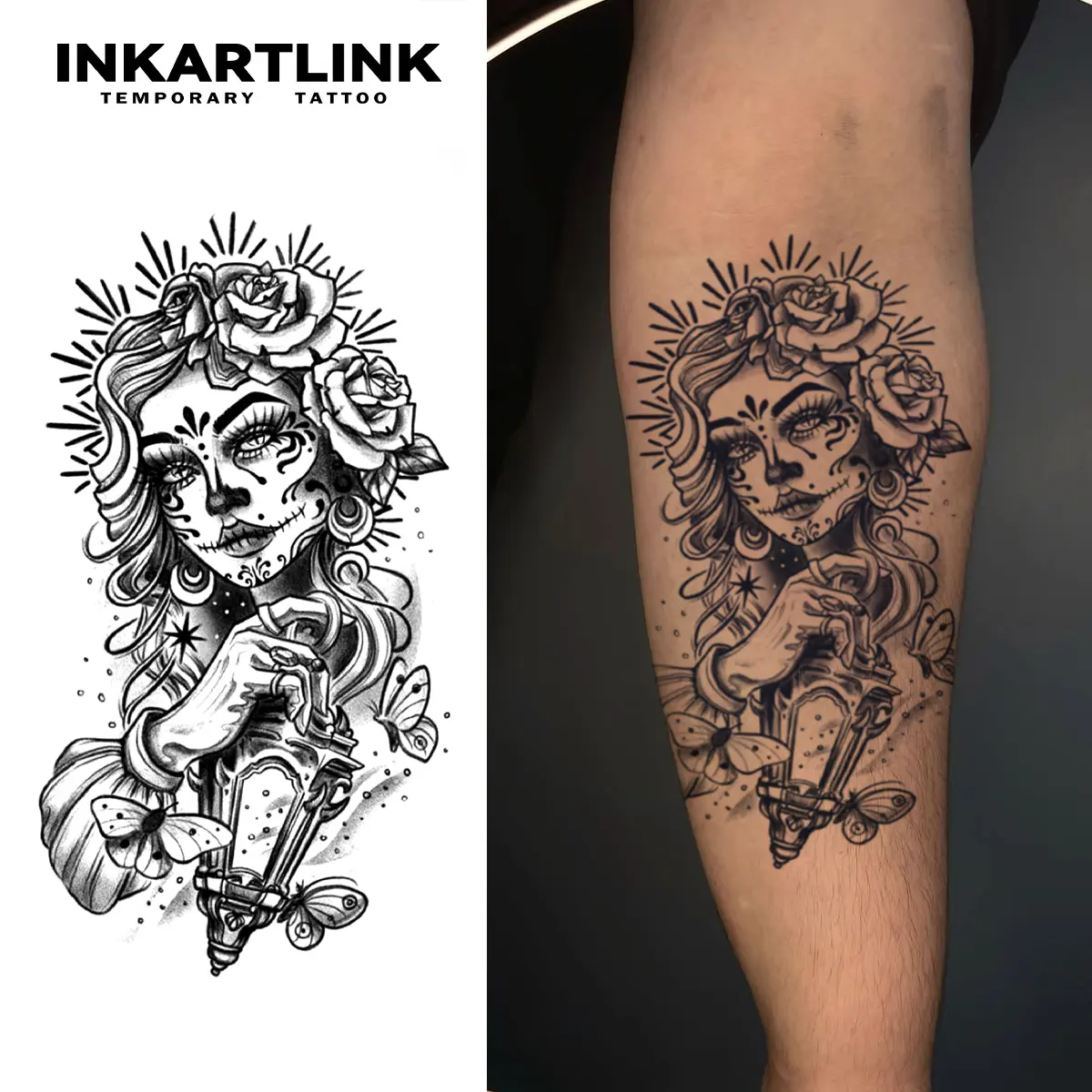 INKARTLINK Castle Belle Semi-Permanent Temporary Tattoos, Realistic & Waterproof Tattoo Art, Lasts 1-2 Weeks, 2 Sheets for Adults, All Skin Types, Realistic Temporary Tattoos, Two Sheets