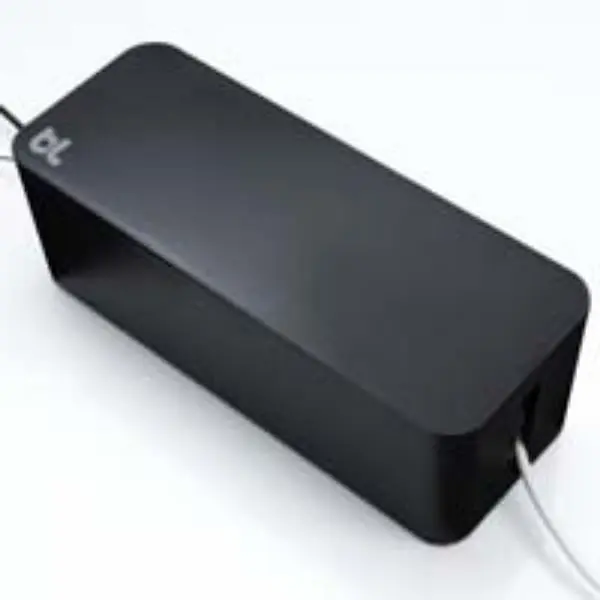 Electriduct PD-BLL-CBX-BK Plastic Blue Lounge Black Cable Box, Desk Organizer for Cable Organization, Organize Cables