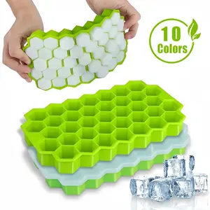 Viral Honeycomb Ice Cube Mold – 37-Grid Silicone Tray with Lid for Aesthetic Hexagon Ice Cubes & Ice Balls | Easy Release, Flexible, Perfect for Soft Drinks, Whiskey, Cocktails & Daily Kitchen Use