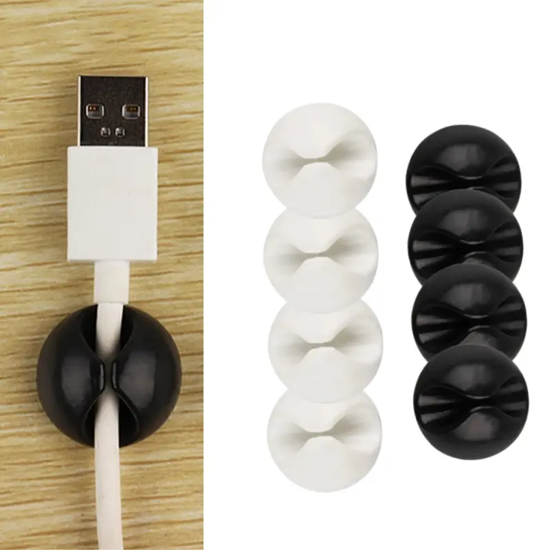 8 Pack Round Cable Clips, Cord Organizers, Durable Self Adhesive Cable Holders, Wire Organizer for Desk, Nightstand, Car, Phone Charger Cables, Desk Tidy Supplies, Cable Management Set-MM1